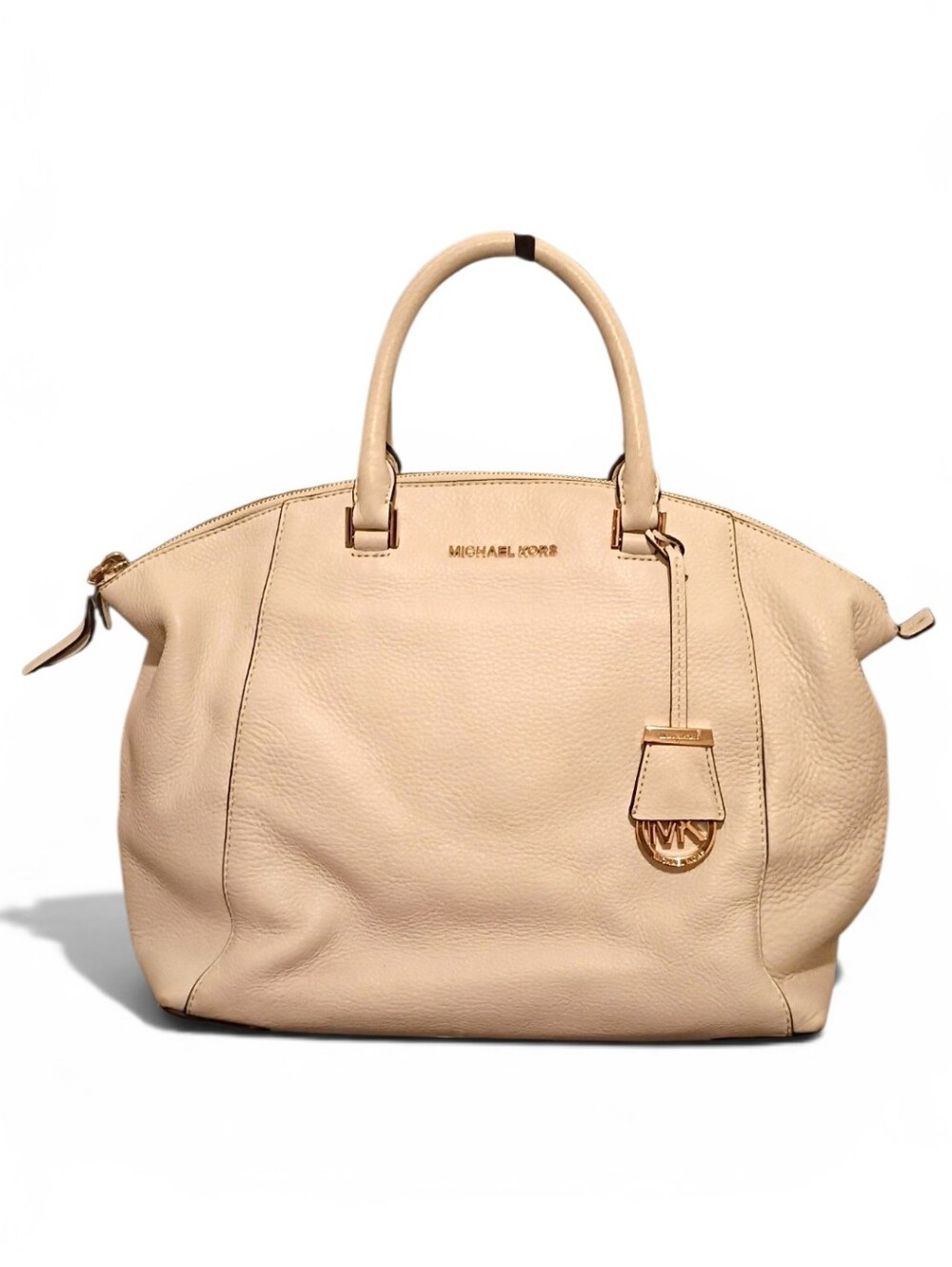 Gorgeous Michael Kors Large "Riley" Pebbled Leather Satchel in luxury optic whit